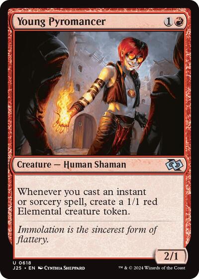 2024 Magic: The Gathering: Foundations Jumpstart (J25) - Young Pyromancer (#618, Uncommon) (, Near Mint)