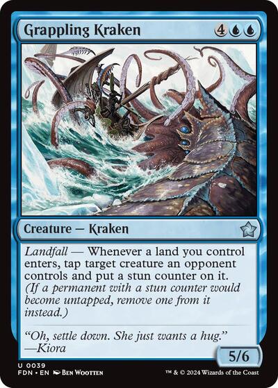 2024 Magic: The Gathering: Foundations (FDN) - Grappling Kraken (#39, Uncommon) (, Near Mint)