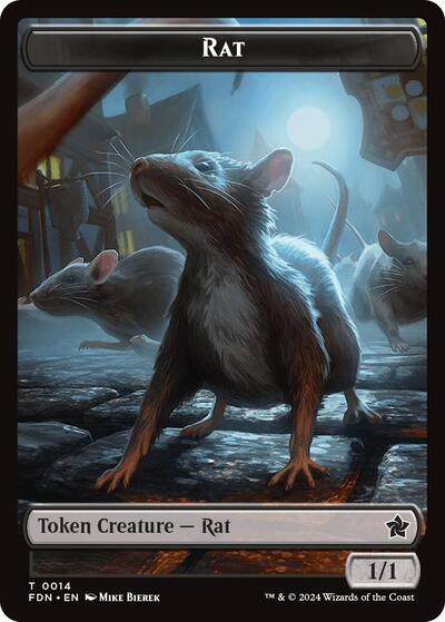 2024 Magic: The Gathering: Foundations (FDN) - Rat 0014 Zombie Double Sided Token (#14 // 15, T) (, Near Mint)