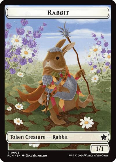 2024 Magic: The Gathering: Foundations (FDN) - Rabbit Soldier Double Sided Token (#5 // 6, T) (, Near Mint)