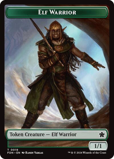 2024 Magic: The Gathering: Foundations (FDN) - Elf Warrior Raccoon Doubled Sided Token (#19 // 20, T) (, Near Mint)
