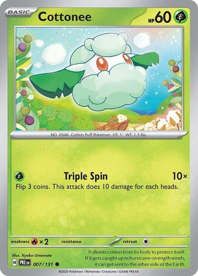 2025 Pokemon: SV: Prismatic Evolutions (PRE) - Cottonee (#007/131, Common) (, Near Mint)