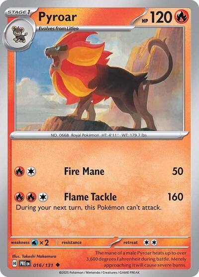 2025 Pokemon: SV: Prismatic Evolutions (PRE) - Pyroar (#016/131, Uncommon)