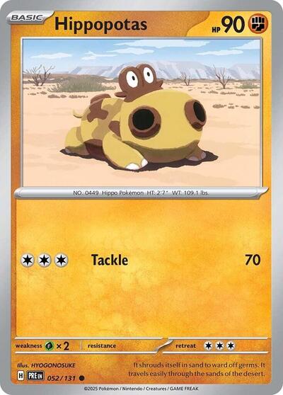 2025 Pokemon: SV: Prismatic Evolutions (PRE) - Hippopotas (#052/131, Common)