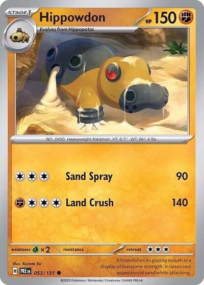 2025 Pokemon: SV: Prismatic Evolutions (PRE) - Hippowdon (#053/131, Common)