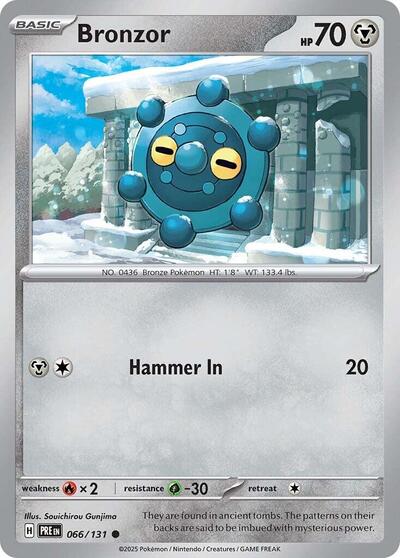2025 Pokemon: SV: Prismatic Evolutions (PRE) - Bronzor (#066/131, Common) (, Near Mint)