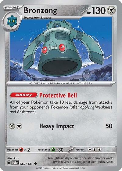 2025 Pokemon: SV: Prismatic Evolutions (PRE) - Bronzong (#067/131, Uncommon)