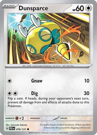 2025 Pokemon: SV: Prismatic Evolutions (PRE) - Dunsparce (#079/131, Common)