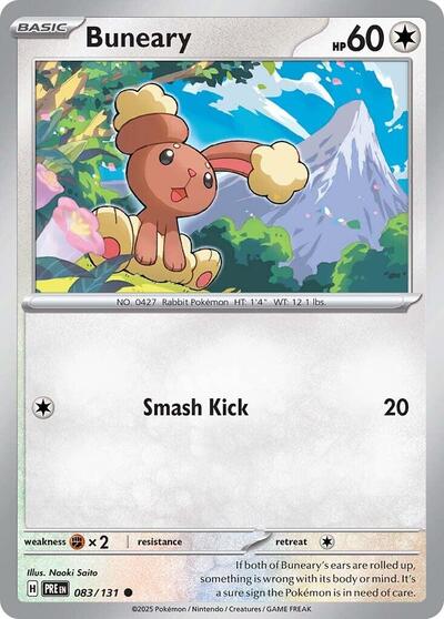 2025 Pokemon: SV: Prismatic Evolutions (PRE) - Buneary (#083/131, Common)