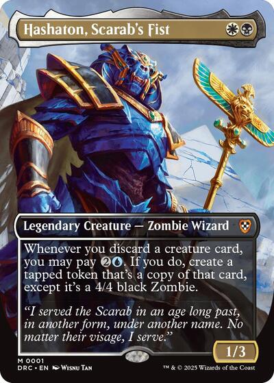 2025 Magic: The Gathering: Commander: Aetherdrift (DRC) - Hashaton Scarabs Fist Borderless (#1, Mythic Rare) (Foil, Near Mint)