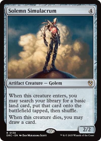 2025 Magic: The Gathering: Commander: Aetherdrift (DRC) - Solemn Simulacrum (#138, Rare) (, Near Mint)