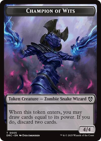 2025 Magic: The Gathering: Commander: Aetherdrift (DRC) - Champion of Wits Zombie 0003 Double Sided Token (#5 // 3, T) (, Near Mint)
