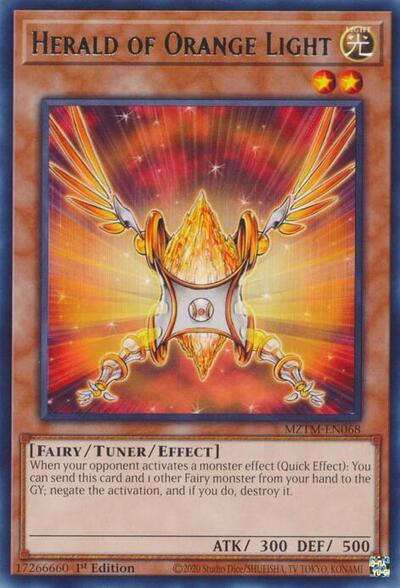 2025 YuGiOh: Maze of the Master (MZTM) - Herald of Orange Light (#MZTM-EN068, Rare) (1st Edition, Near Mint)