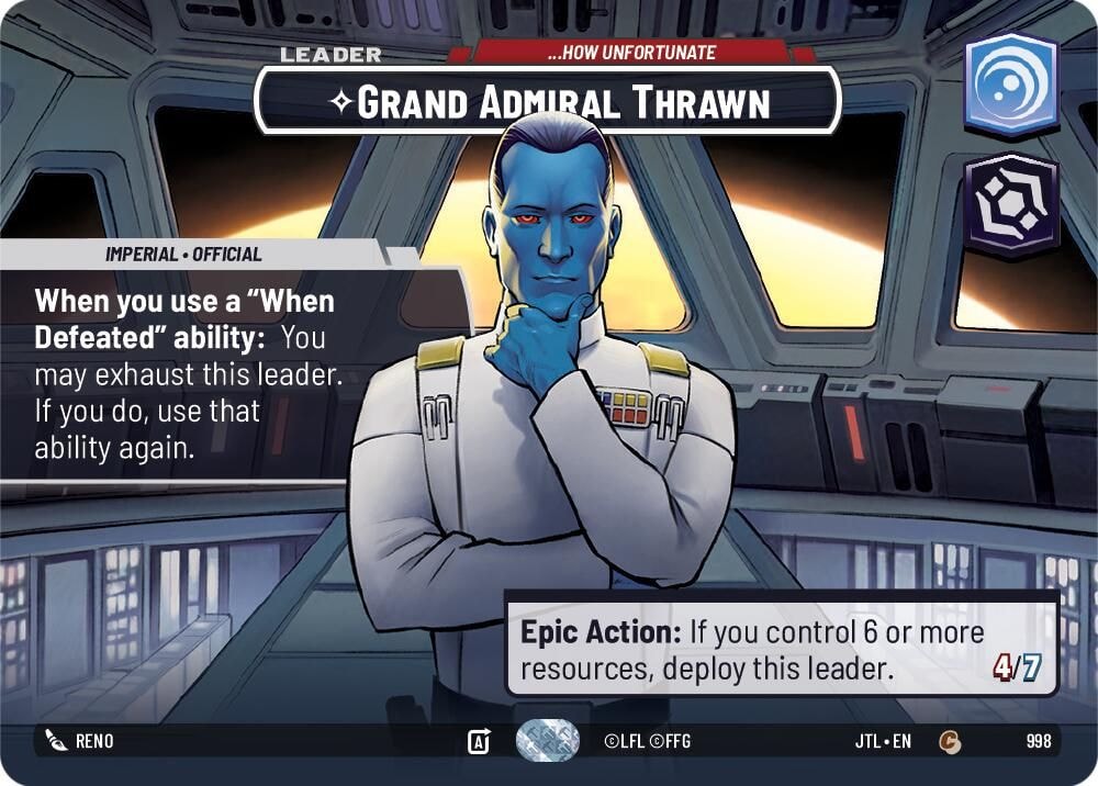 2025 Star Wars: Unlimited: Jump to Lightspeed (JTL) - Grand Admiral Thrawn - ...How Unfortunate (Showcase) (#998, Common) (Foil, Near Mint)