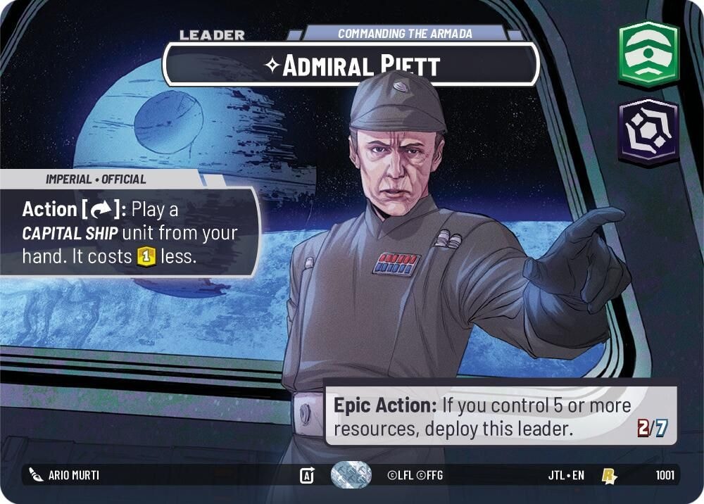 2025 Star Wars: Unlimited: Jump to Lightspeed (JTL) - Admiral Piett - Commanding the Armada (Showcase) (#1001, Rare) (Foil, Near Mint)
