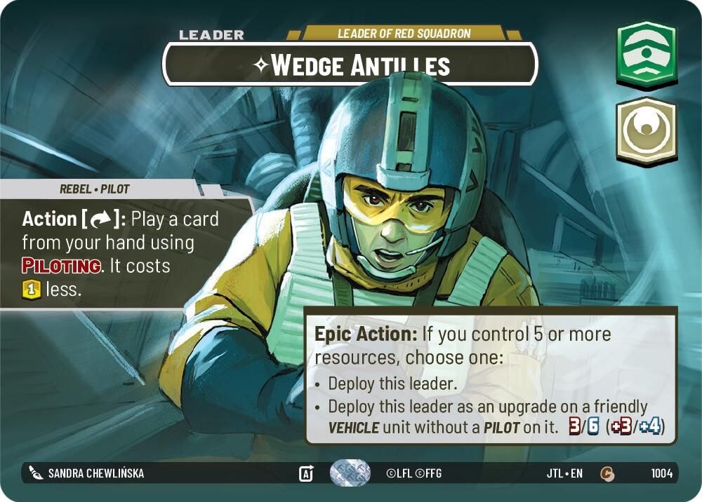 2025 Star Wars: Unlimited: Jump to Lightspeed (JTL) - Wedge Antilles - Leader of Red Squadron (Showcase) (#1004, Common) (Foil, Near Mint)