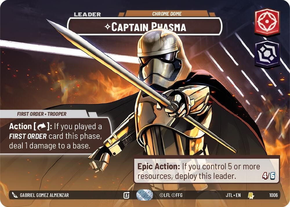 2025 Star Wars: Unlimited: Jump to Lightspeed (JTL) - Captain Phasma - Chrome Dome (Showcase) (#1006, Rare) (Foil, Near Mint)