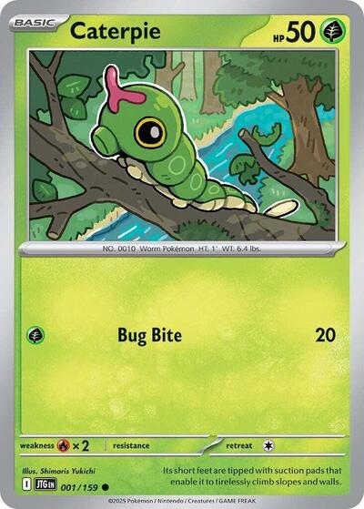 2025 Pokemon: SV09: Journey Together (JTG) - Caterpie (#001/159, Common) (, Near Mint)