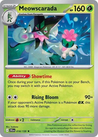 2025 Pokemon: SV09: Journey Together (JTG) - Meowscarada (#018/159, Rare) (Holofoil, Near Mint)