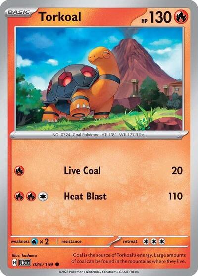2025 Pokemon: SV09: Journey Together (JTG) - Torkoal (#025/159, Common) (, Near Mint)