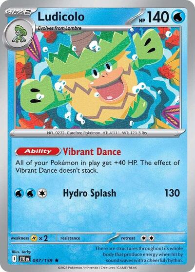 2025 Pokemon: SV09: Journey Together (JTG) - Ludicolo (#037/159, Rare) (Holofoil, Near Mint)