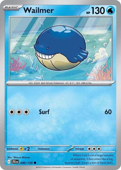 2025 Pokemon: SV09: Journey Together (JTG) - Wailmer (#040/159, Common) (, Near Mint)
