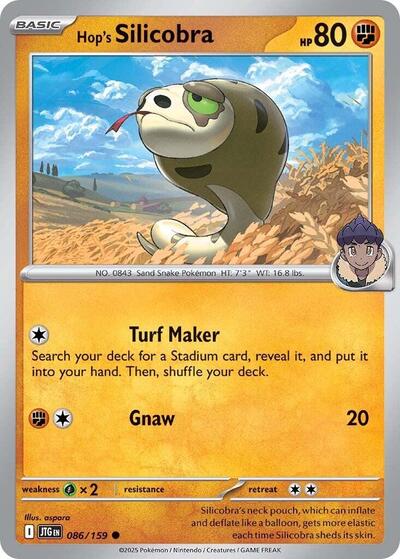 2025 Pokemon: SV09: Journey Together (JTG) - Hops Silicobra (#086/159, Common) (, Near Mint)
