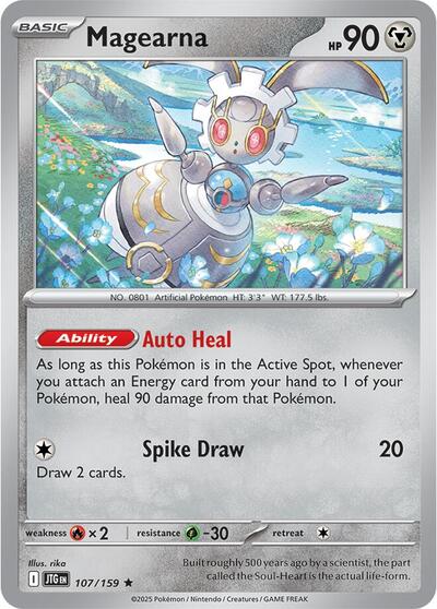 2025 Pokemon: SV09: Journey Together (JTG) - Magearna (#107/159, Rare) (Holofoil, Near Mint)