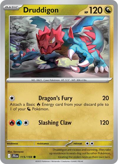 2025 Pokemon: SV09: Journey Together (JTG) - Druddigon (#115/159, Common) (, Near Mint)