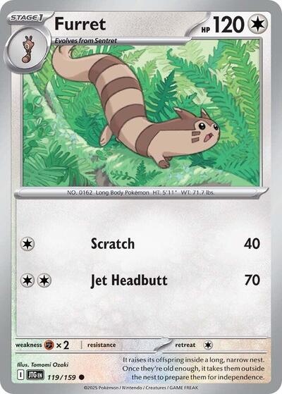 2025 Pokemon: SV09: Journey Together (JTG) - Furret 119 159 (#119/159, Common) (, Near Mint)