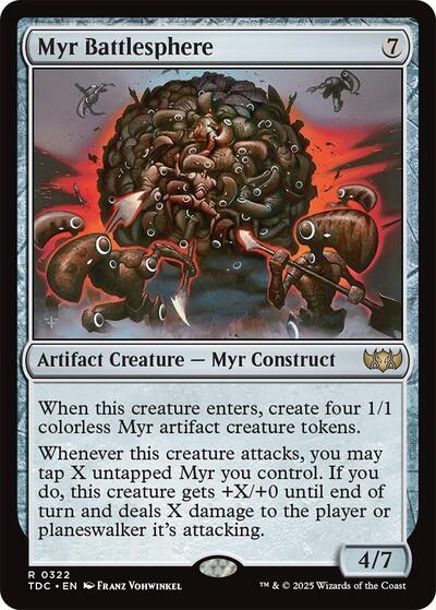 2025 Magic: The Gathering: Commander: Tarkir: Dragonstorm (TDC) - Myr Battlesphere (#322, Rare) (, Near Mint)