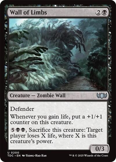 2025 Magic: The Gathering: Commander: Tarkir: Dragonstorm (TDC) - Wall of Limbs (#200, Uncommon) (, Near Mint)