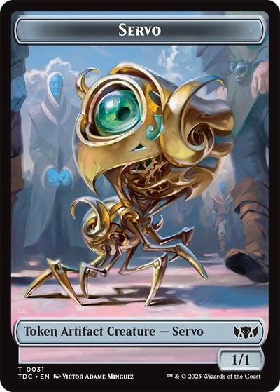 2025 Magic: The Gathering: Commander: Tarkir: Dragonstorm (TDC) - Servo Warrior Double Sided Token (#31 // 13, T) (, Near Mint)