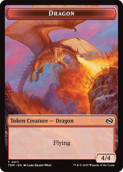 2025 Magic: The Gathering: Tarkir: Dragonstorm (TDM) - Dragon 0011 Warrior Double Sided Token (#11 // 13, T) (, Near Mint)