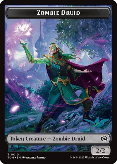 2025 Magic: The Gathering: Tarkir: Dragonstorm (TDM) - Zombie Druid Treasure Double Sided Token (#10 // 16, T) (, Near Mint)