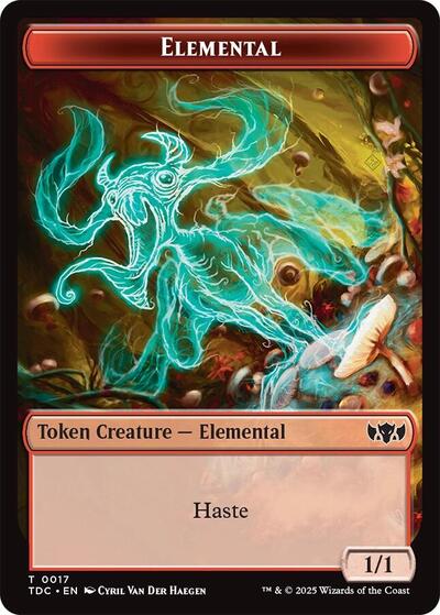 2025 Magic: The Gathering: Commander: Tarkir: Dragonstorm (TDC) - Elemental 0017 Warrior Double Sided Token (#17 // 13, T) (, Near Mint)