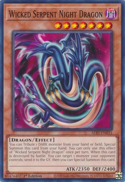 2025 YuGiOh: Alliance Insight (ALIN) - Wicked Serpent Night Dragon (#ALIN-EN031, Common) (1st Edition, Near Mint)