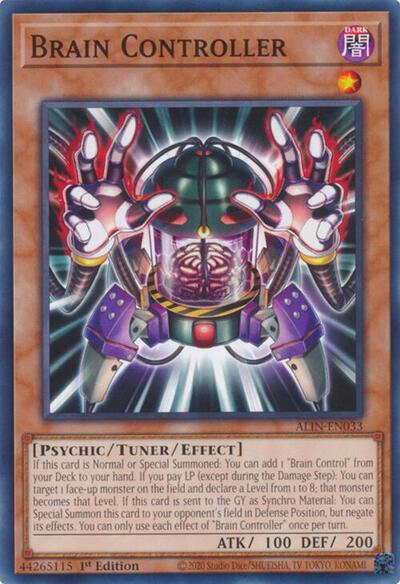2025 YuGiOh: Alliance Insight (ALIN) - Brain Controller (#ALIN-EN033, Common) (1st Edition, Near Mint)