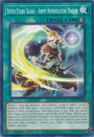 2025 YuGiOh: Alliance Insight (ALIN) - Seven Stars Slash Army Annihilator Hagun (#ALIN-EN069, Common) (1st Edition, Near Mint)