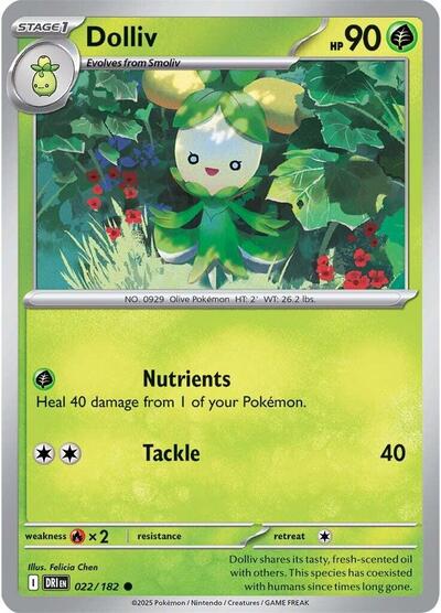 2025 Pokemon: SV10: Destined Rivals (DRI) - Dolliv (#022/182, Common) (, Near Mint)