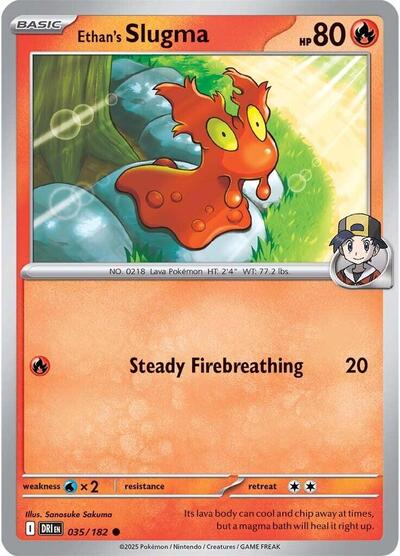 2025 Pokemon: SV10: Destined Rivals (DRI) - Ethans Slugma (#035/182, Common) (, Near Mint)