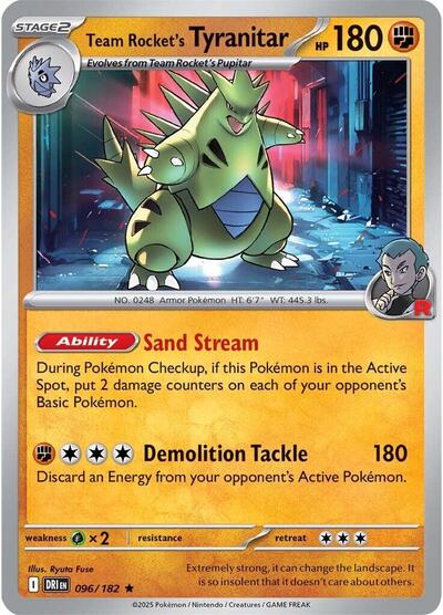 2025 Pokemon: SV10: Destined Rivals (DRI) - Team Rockets Tyranitar (#096/182, Rare) (Holofoil, Near Mint)