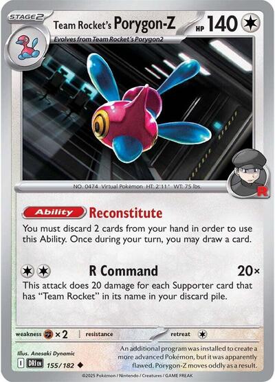 2025 Pokemon: SV10: Destined Rivals (DRI) - Team Rockets Porygon Z (#155/182, Uncommon) (, Near Mint)