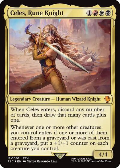 2025 Magic: The Gathering: Commander: FINAL FANTASY (FIC) - Celes Rune Knight (#1, Mythic Rare) (Foil, Near Mint)