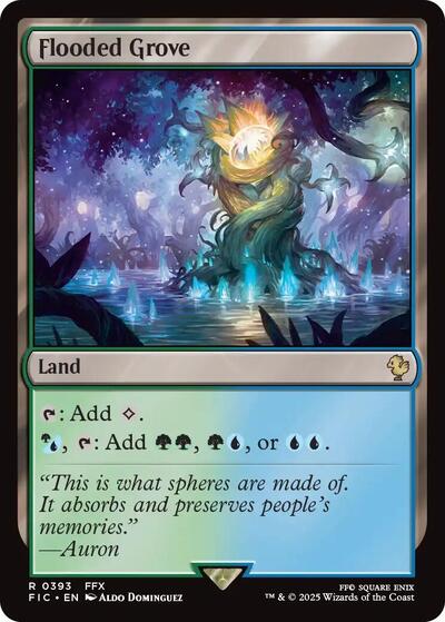 2025 Magic: The Gathering: Commander: FINAL FANTASY (FIC) - Flooded Grove (#393, Rare) (, Near Mint)