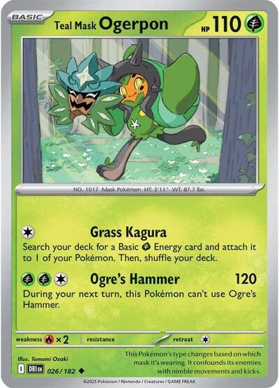 2025 Pokemon: SV10: Destined Rivals (DRI) - Teal Mask Ogerpon (#026/182, Uncommon) (, Near Mint)
