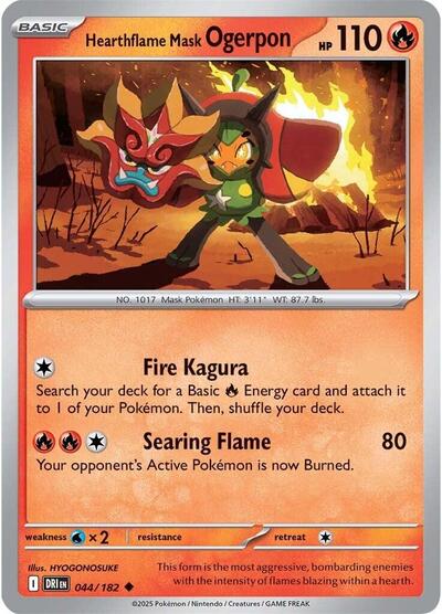 2025 Pokemon: SV10: Destined Rivals (DRI) - Hearthflame Mask Ogerpon (#044/182, Uncommon) (, Near Mint)