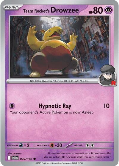2025 Pokemon: SV10: Destined Rivals (DRI) - Team Rockets Drowzee (#079/182, Common) (, Near Mint)