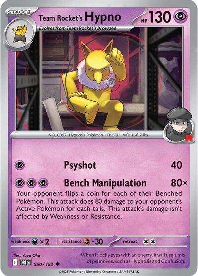 2025 Pokemon: SV10: Destined Rivals (DRI) - Team Rockets Hypno (#080/182, Uncommon) (, Near Mint)