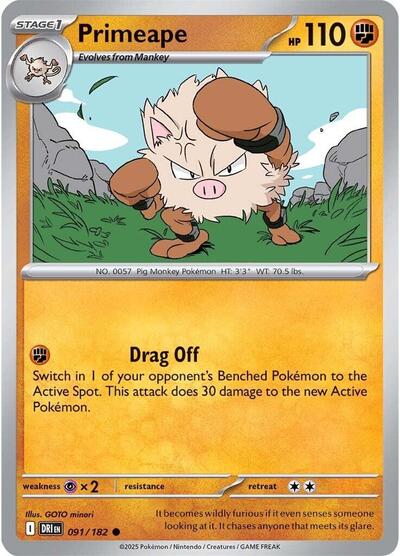 2025 Pokemon: SV10: Destined Rivals (DRI) - Primeape (#091/182, Common) (, Near Mint)
